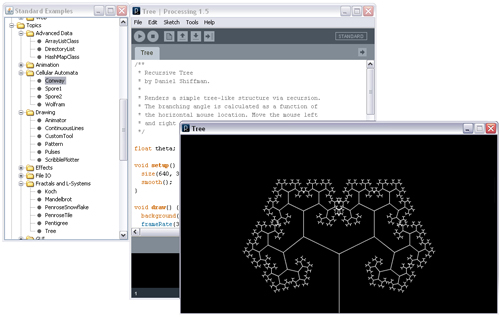 Captura programa Processing, una captura de pantalla con la interfaz gráfica en pleno funcionamiento