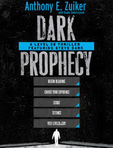 Level 26, Dark Prophecy, menú de la novela digital