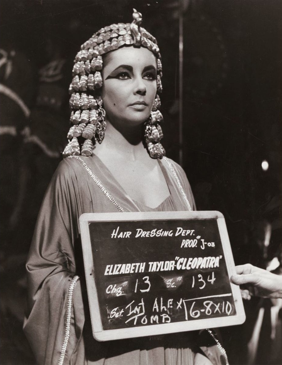 Liz Taylor en el rodaje de Cleopatra